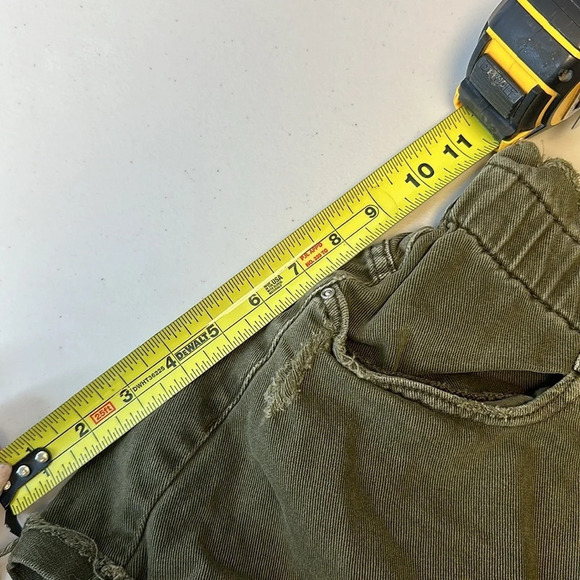 Zara vintage army green distressed denim stretch shorts size 6 - Picture 10 of 12